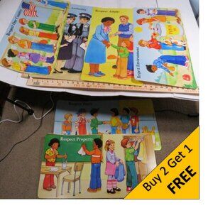 Respect (6) BULLETIN BOARD SET 1980s or older Vintage  Classroom Posters